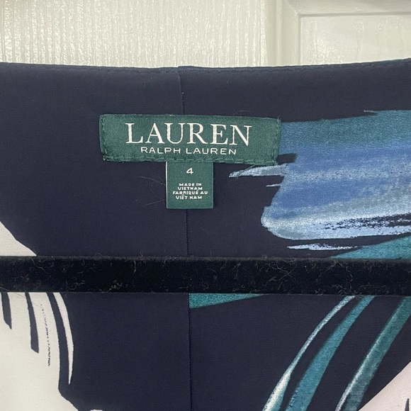 Ralph Lauren Size: 4. Knee Length Black Floral Cowl Neck Ruched Cocktail Dress - Picture 3 of 5